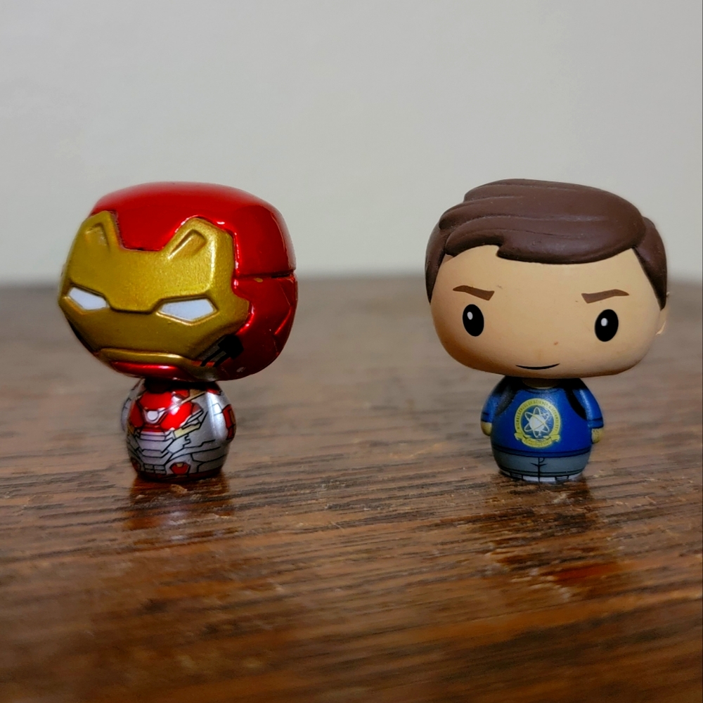 Tiny Funko Iron Man and Peter Parker
